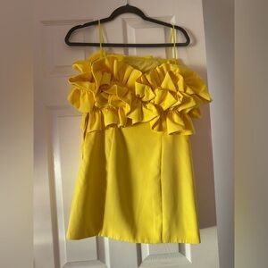 DO+BE Yellow Ruffle Women’s Size M Strapless Dress